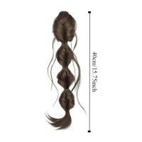 Extensiones de cabello sintético con trenzas falsas de burbujas, banda para el cabello, cola de caballo rizada y desordenada, Clip de garra, piezas de cabello postizo esponjoso para mujer - details 0