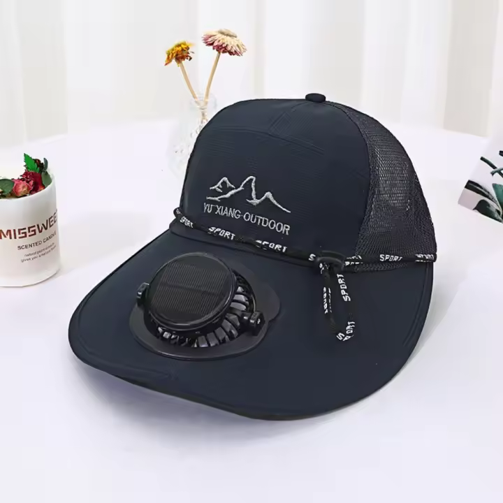 Gorra de Malla con Ventilador Solar Transpirable, Impermeable, Gorra de Ala Ancha, Recargable USB, Protección Solar para Agricultores - 1