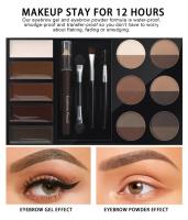 Juego de polvos para cejas, 12 colores de polvo para cejas, 4 plantillas para cejas, pincel y lápiz para cejas, voluminizador de gel - details 3
