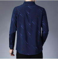 Primavera otoño moda cuello de manga larga nuevo negocio y ocio versátil impreso adelgazamiento camisa estilo de los hombres - details 4