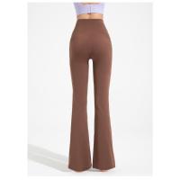 Pantalones acampanados antibacterianos, pantalones de yoga micro deportivos de cintura alta para mujer, pantalones de pierna ancha adelgazantes color piel - details 15