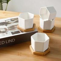 Bandeja de cerámica hexagonal blanca simple europea ETA, contenedor de plantas jugosas, bonsai pequeño ETA - details 1