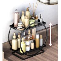 Soporte Circular de baño de oro negro, estante de almacenamiento para el cuidado de la piel, estante para cosméticos, organizador de maquillaje para dormitorio, ahorro de espacio - details 9