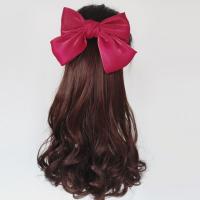 Peluca ondulada para mujer, postizos sintéticos naturales Retro para mujer, cola de caballo rizada, lazos rojos, nudo, cola de caballo, peluca con cola de caballo - details 3