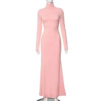 Elegante Vestido Largo con Cuello Alto Moda de Invierno Criptográfica para Mujeres - details 9