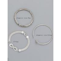 Conjunto Vintage de pulseras de corazón con diamantes de imitación de cristal de Color plateado para mujer, brazalete infinito ajustable geométrico a la moda, joyería - details 3