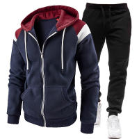 Traje de Sudadera con capucha para hombre, cárdigan con cremallera, ropa deportiva de empalme de dos piezas, tendencia de moda, Otoño e Invierno - details 4
