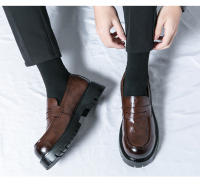 Mocasines de moda para hombre que realzan la sonrisa, zapatos de cuero formales de negocios con suela de plataforma - details 12