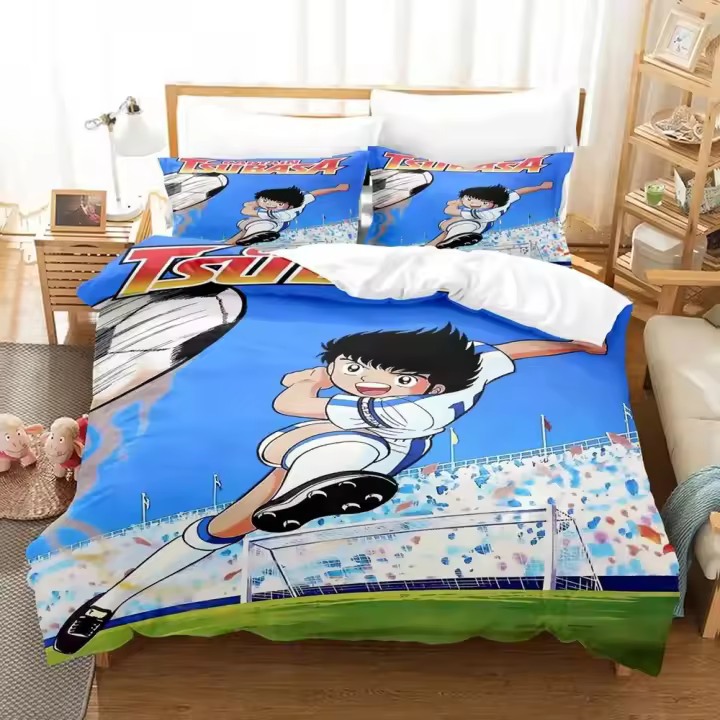 Juego de Ropa de Cama de Anime Captain Tsubasa Tamaño Rey para Niños y Adultos - 1