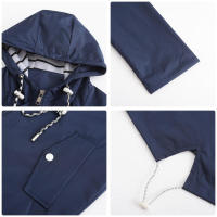 Camiseta impermeable con capucha a rayas de manga larga para mujer, longitud media - details 10