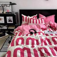 Juego de Ropa de Cama en Estilo Coreano Rosa Letras para Mujeres y Niñas Funda de Edredón Cubierta de Almohada de Tamaño Twin Full Queen Nordic - details 0