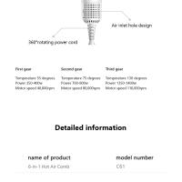 Peine de Aire Caliente de 6-en-1 Estilizador Multi-Funcional para Alizar y Enderezar el Cabello - details 8
