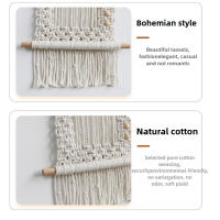 Colgante de Pared Boho con Macramé Tapiz Artesanal de Algodón Orgánico para Sala de Estar, Dormitorio y Exteriores - details 5