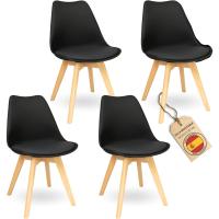 Respaldo ergonómico con material PU y patas de 2,8 cm de ancho |   Sillas de cocina con madera - details 0
