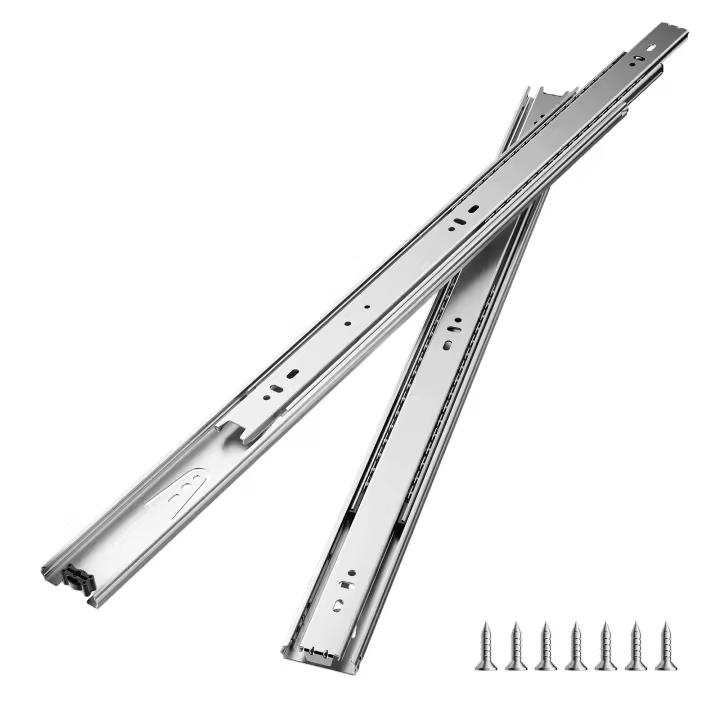 SucceBuy Rieles para gabinete con rodamiento de bolas de extensión completa de 24 pulgadas, 10 pares, capacidad de carga de 100 LB, correderas para cajones de tocador de montaje lateral resistente, correderas para cajones para cocina, reemplazo de bricola - 1