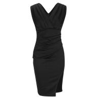 BUNO-Falda larga europea y americana transfronteriza de verano 2025, nuevo vestido de noche de cintura alta dividido sin mangas con cuello en V, ropa para mujer - details 9