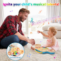 Wooden 2in1 Keyboard Piano Clapping Drum with Light & Music Cartoon Animals Music Toys Educational Toys for 12 months Baby Gifts - details 6
