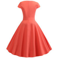 Women summer vintage with belt short sleeve v neck elegant retro swing party dresses - details 68