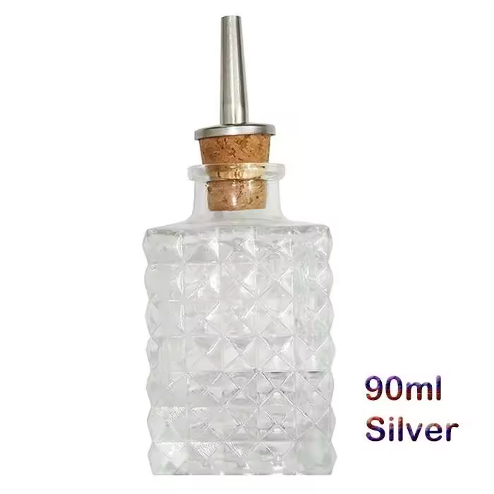 Botella de vidrio con tapa de acero inoxidable amarga para cóctel, 200 ml/150 ml/130 ml - 1