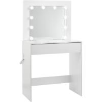 Luz LED y Espejo Gran Mesa Tocador con 2 Cajones y 3 Compartimentos Abiertos Mueble Dormitorio Estilo Morno - details 10