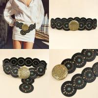 Cinturón de disco bohemio ancho exagerado con remaches, pretina de cuero occidental ajustable Y2k turquesa para mujer, cinturón Vintage para chica picante - details 7