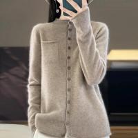 Elegante Suéter de Punto de Cachemira Cuello Falso, Manga Larga, 100% Merino, Ropa de Primavera, Top Básico - details 11