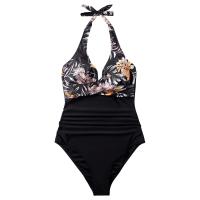 Traje de baño sexy de una pieza con lazo en el cuello y espalda cruzada para mujer - details 23