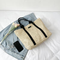 Bolso de mano tejido de paja para mujer, bolsa de playa elegante, informal, con asa superior, a la moda - details 16