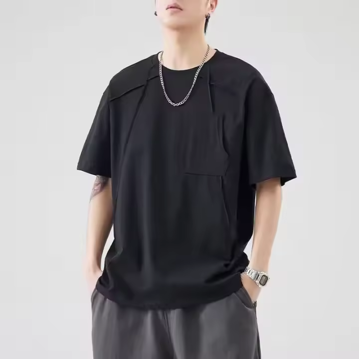 Camiseta de Verano Suelta para Hombres Manga Corta, Estilo Casual, Material de Algodón, Complemento Versátil - 1