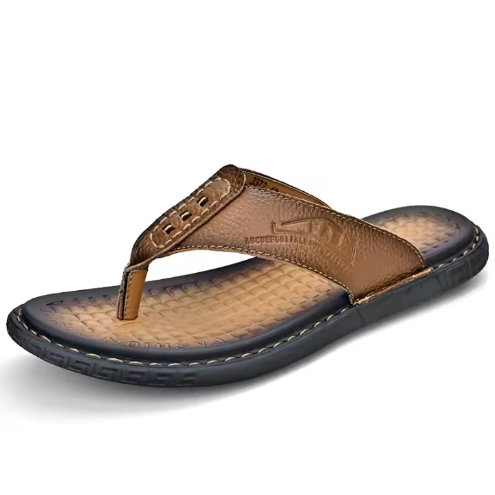 Sandalias de cuero para hombre, chanclas para caminar en la playa, interior y exterior 2 e - 1