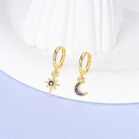 Aro de plata para mujer, pendientes de luna y estrella en oro amarillo, regalos de joyería - details 2