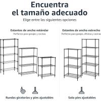 Unidad de Almacenamiento Estrecha de 5 Baldos con Estantes Ajustables en Altura y Patas - details 14