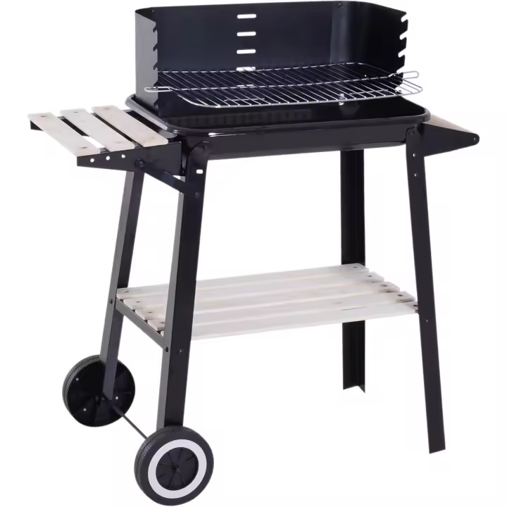 Barbacoa de Carbón Vegetal Parrilla Ajustable para Picnic y Acampada al Aire Libre 83x37x87 cm - 1
