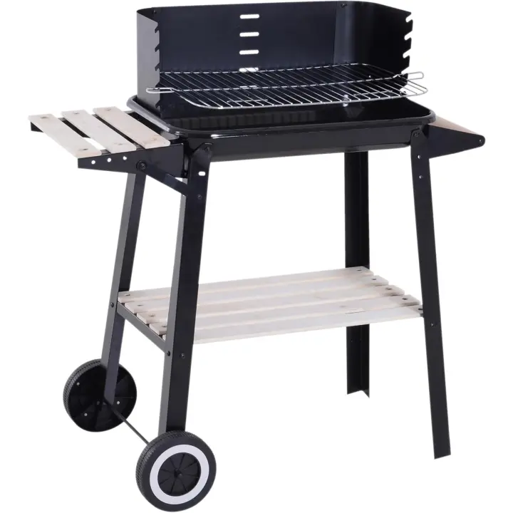 Barbacoa de Carbón Vegetal Parrilla Ajustable para Picnic y Acampada al Aire Libre 83x37x87 cm - 1