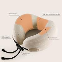Almohada de viaje ergonómica en forma de U, soporte para la cabeza de rebote lento, almohada para siesta de oficina con bolsa de almacenamiento, cómoda almohada para coche - details 3