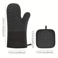 Manoplas de silicona y almohadillas térmicas para horno, mitones gruesos resistentes al calor y almohadillas térmicas para asar, hornear, cocinar, asar, calentar, 4 Uds. - details 4