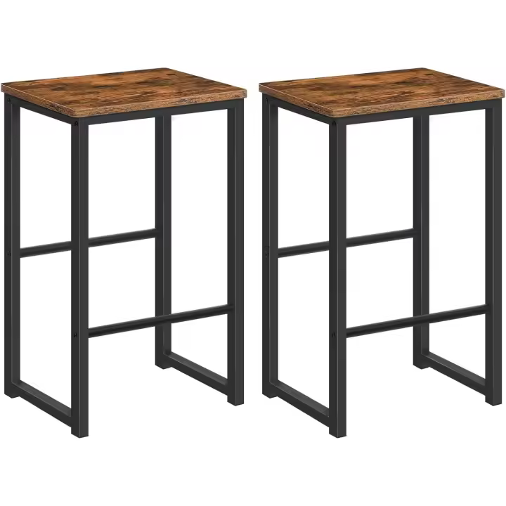 Taburetes de Bar de Metal Suave Juego de Dos con Reposapiés de Diferente Altura - 1