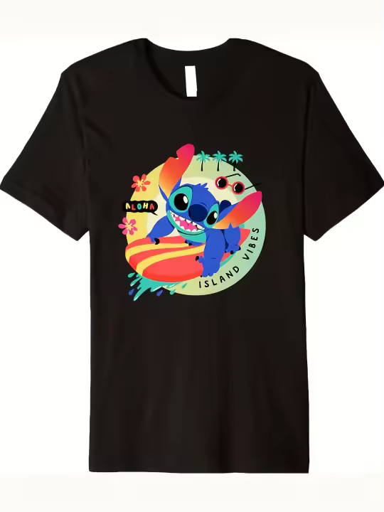 CAMISETA Lilo & Stitch Aloha Island Vibes - Camiseta prémium, Negro, S - 1