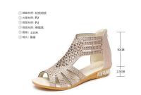Sandalias planas romanas para mujer, zapatos de playa con diamantes de imitación, talla grande, color negro y dorado, 42, 41, 40, 39 - details 2