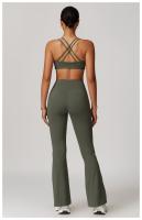 Conjunto de Yoga Ajustado de Cuidado de Belleza de Espalda Cruzada Traje de Fitness de Cintura Alta y Levantamiento de Caderas Conjunto de Nylon con Sujetador y Pantalones - details 9