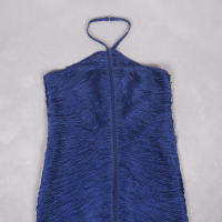 Vestido largo sin mangas con cuello Halter y borlas para mujer, vestido de fiesta adelgazante alto para banquete de boda de noche ajustado de verano - details 37