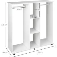 Armario de Ropa con Ruedas Organizador de Ropa de Dormitorio de 120x40x128cm en Negro - details 36