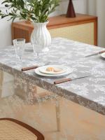 Mantel plegable con flores ENCE de color blanco puro para bodas, fiestas y mesas de comedor. - details 3