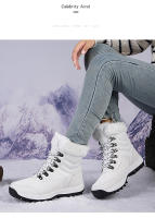 Botas de nieve cálidas para mujer, zapatos de media caña para clima frío, zapatos de felpa para exteriores, zapatillas antideslizantes de invierno - details 8