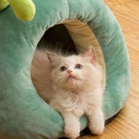 Nido para gatos con cojín extraíble, almohada con forma de gusano, jaula para mascotas a prueba de viento, retención de calor, cueva, casa para gatos de invierno - details 14