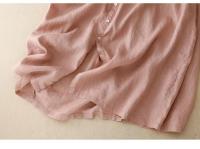 Vestido de Lino y Algodón para Verano Falda Ancha con Cuello de Oreja de Madera - details 10