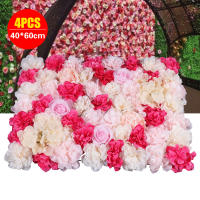 Paneles de flores artificiales para pared, decoración de fondo de boda, Rosa + rosas rojas, 40x60 Cm, 4 piezas - details 0