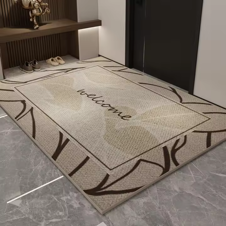 Alfombra de entrada de alta calidad con diseño de hoja caída resistente a la suciedad Felpudo para salón, 60x90cm - 1