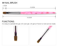 Brocha Francesa de Arte de Uñas KADS con Patrones Líneos Decoración de Alta Calidad Mango de Acrílico Herramientas de Manicura DIY para Uñas Gel Polish - details 4