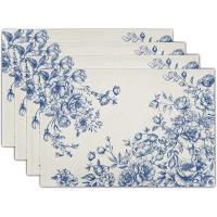 4 piezas de manteles florales vintage con flores azules chinas, medidas 12 x 18 pulgadas, resistentes al calor y lavables, Perfe - details 1